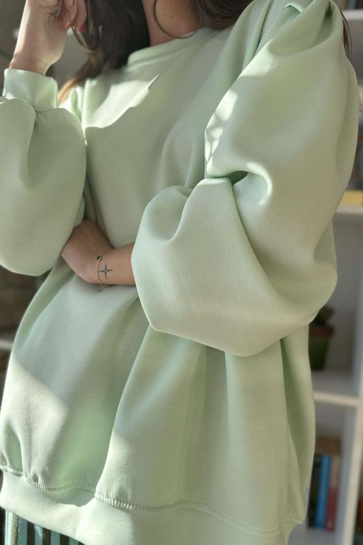 Nova Soft Tech Puff Sleeve Sweatshirt Spearmint  